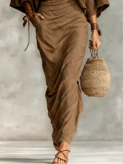 Women's Co-Ord Set | Batwing Sleeve Top & Long Skirt Design