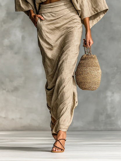 Women's Co-Ord Set | Batwing Sleeve Top & Long Skirt Design