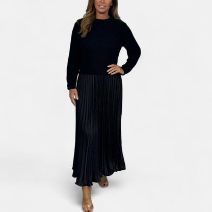 Women's Co Ord Set | Knit Top Pleated Skirt