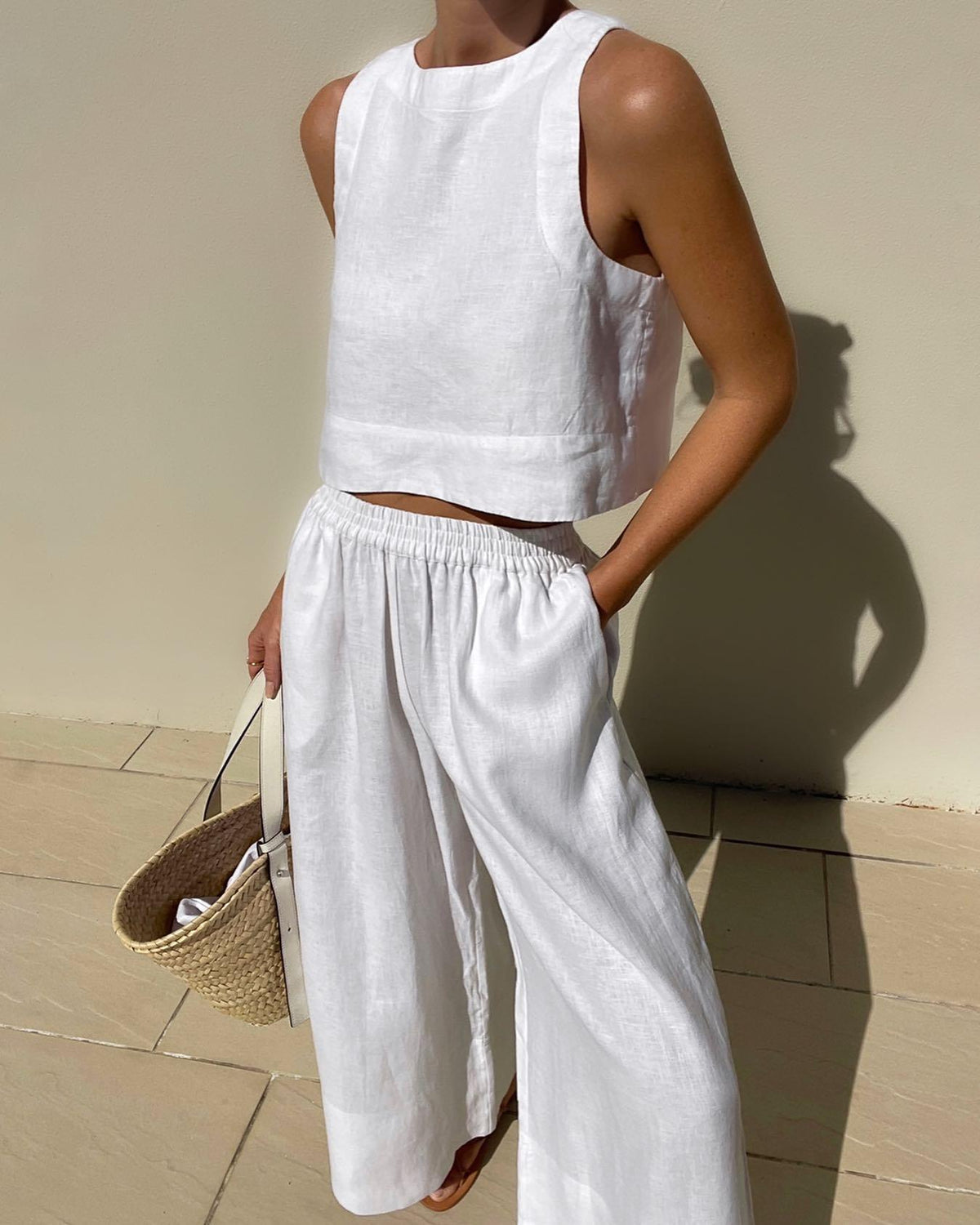 Women's Co-Ord Set | Sleeveless Crop Top & Wide Leg Trousers