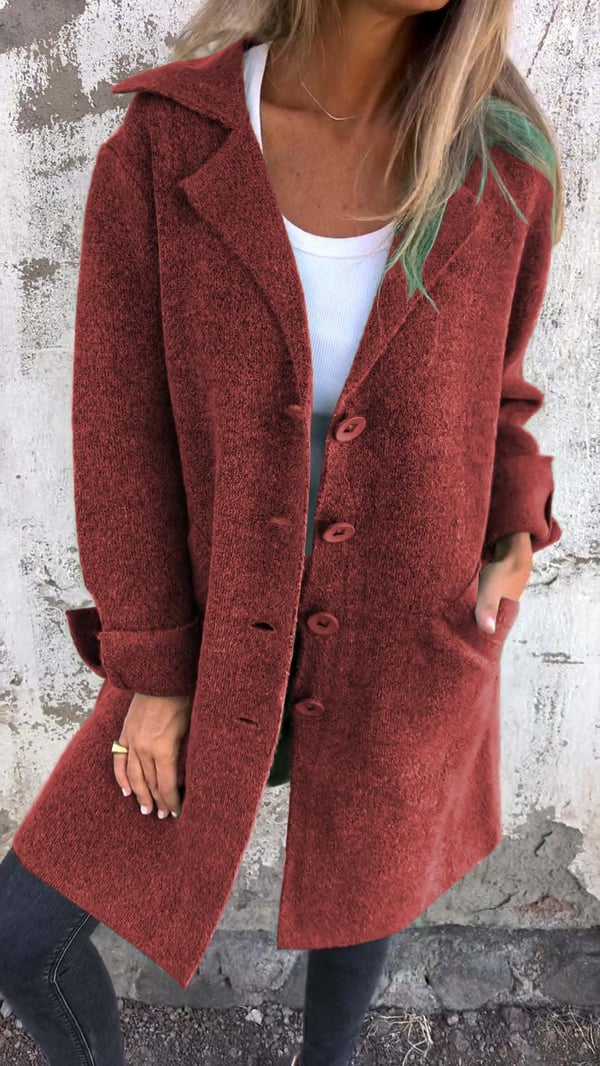 Women's Coat | Notched Lapel, Longline With Side Splits