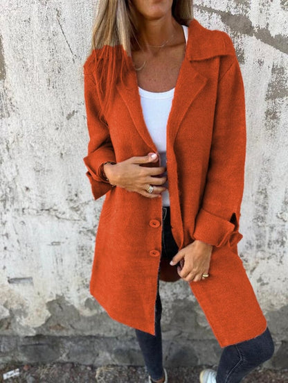 Women's Coat | Notched Lapel, Longline With Side Splits