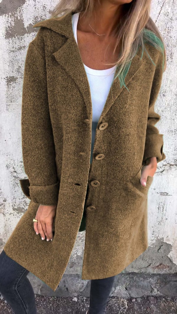 Women's Coat | Notched Lapel, Longline With Side Splits