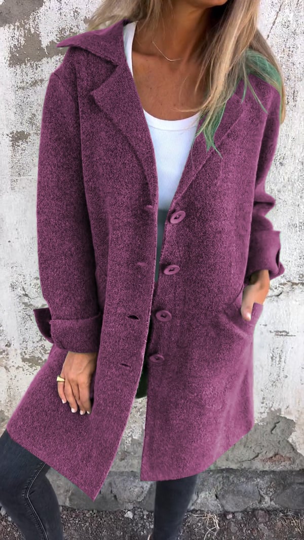 Women's Coat | Notched Lapel, Longline With Side Splits