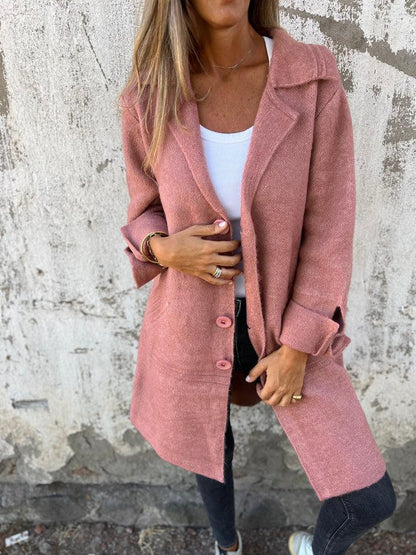 Women's Coat | Notched Lapel, Longline With Side Splits