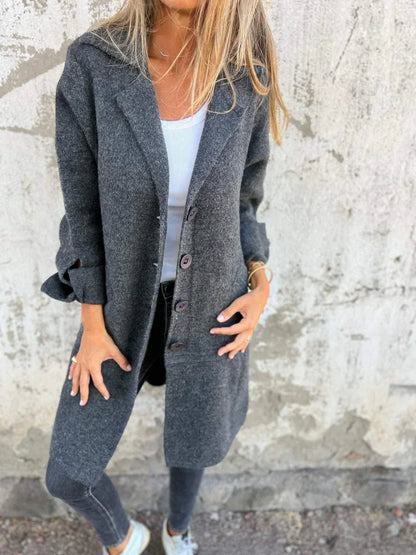 Women's Coat | Notched Lapel, Longline With Side Splits