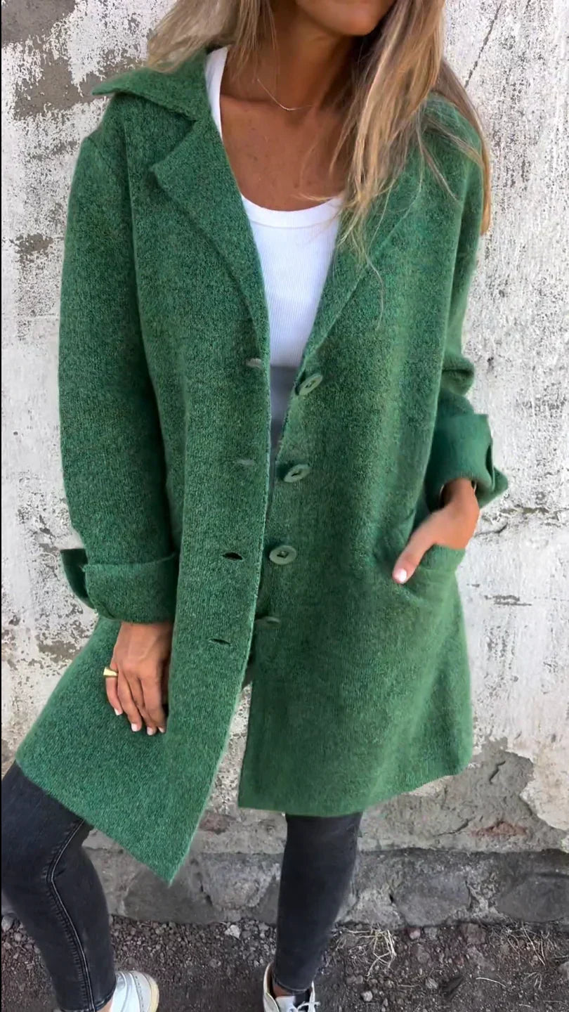 Women's Coat | Notched Lapel, Longline With Side Splits