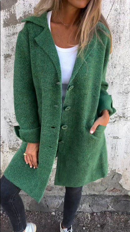 Women's Coat | Notched Lapel, Longline With Side Splits