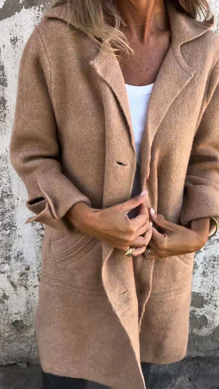 Women's Coat | Notched Lapel, Longline With Side Splits