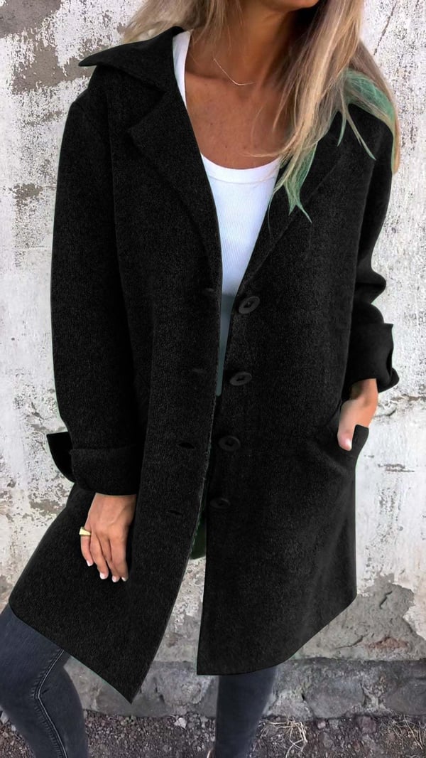 Women's Coat | Notched Lapel, Longline With Side Splits