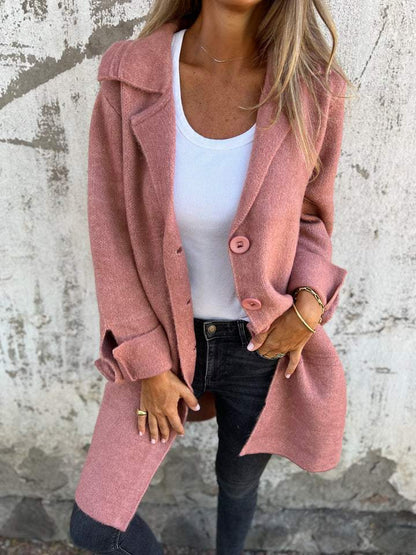 Women's Coat | Notched Lapel, Longline With Side Splits