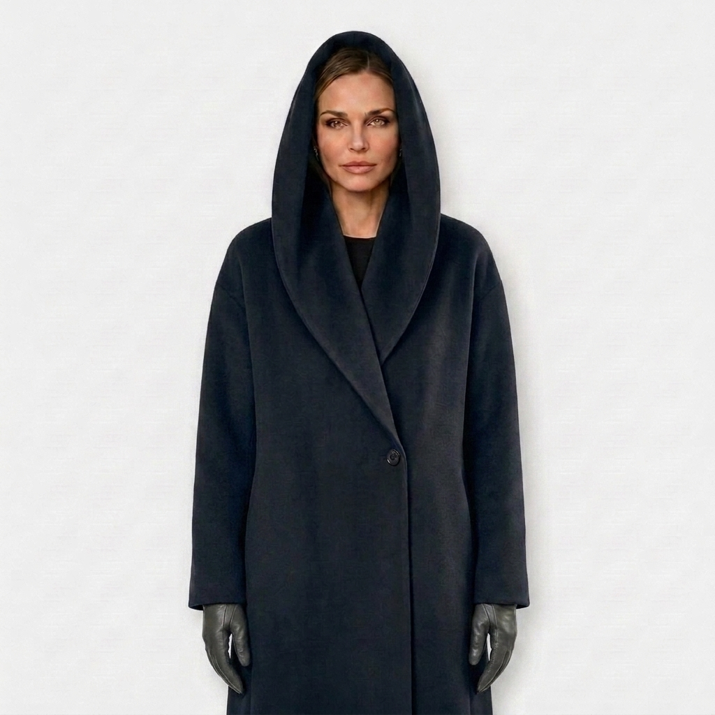 Women's Coat | Wide Standing Collar, One-Button Front