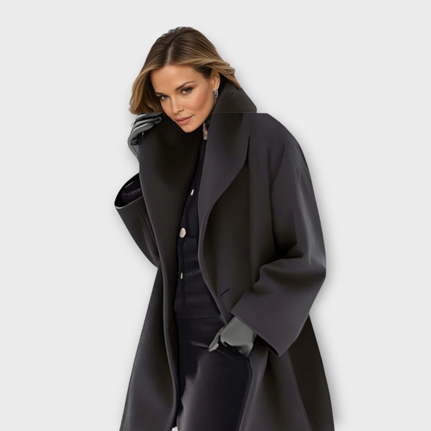 Women's Coat | Wide Standing Collar, One-Button Front