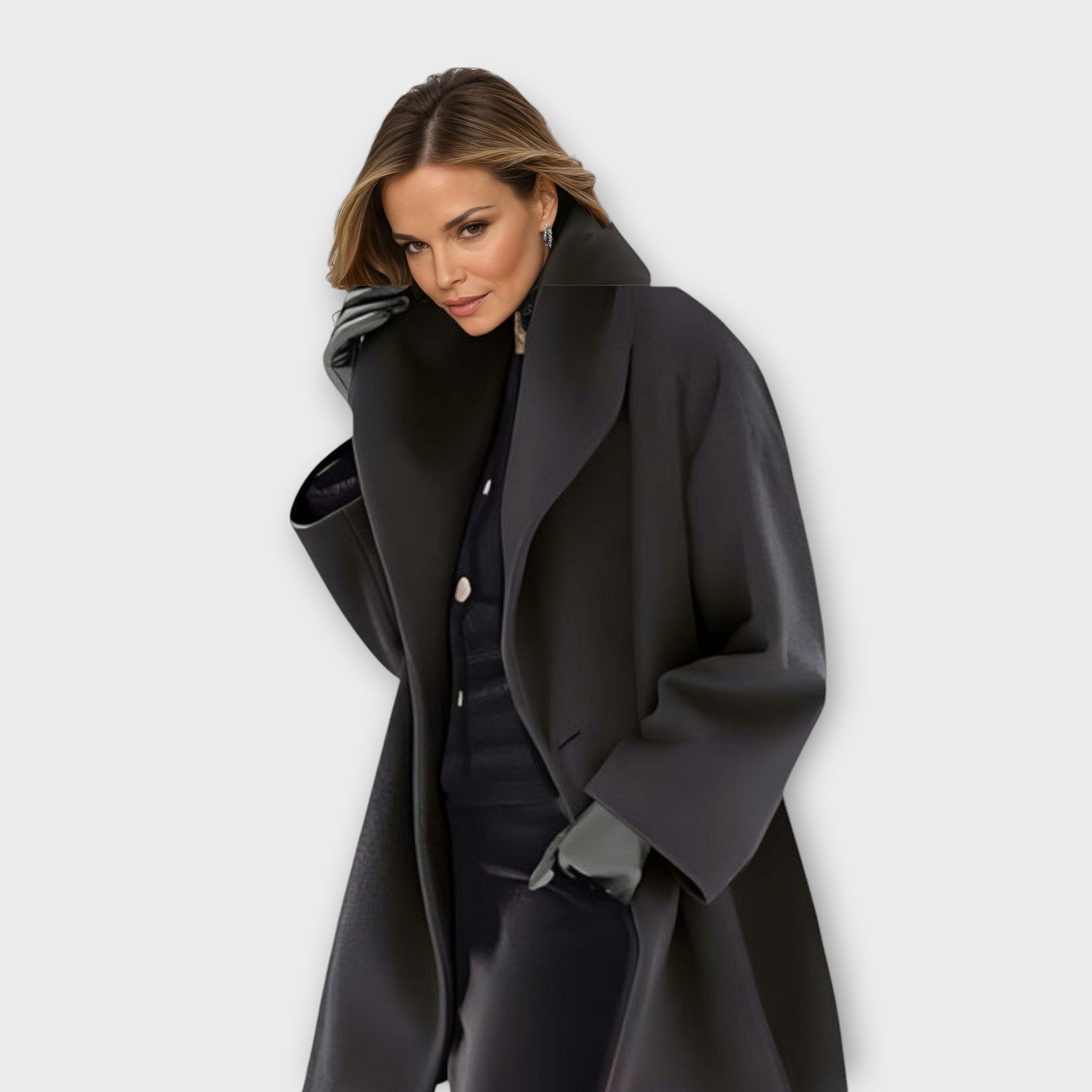 Women's Coat | Wide Standing Collar, One-Button Front
