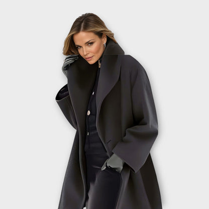 Women's Coat | Wide Standing Collar, One-Button Front