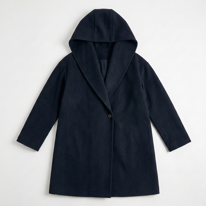 Women's Coat | Wide Standing Collar, One-Button Front