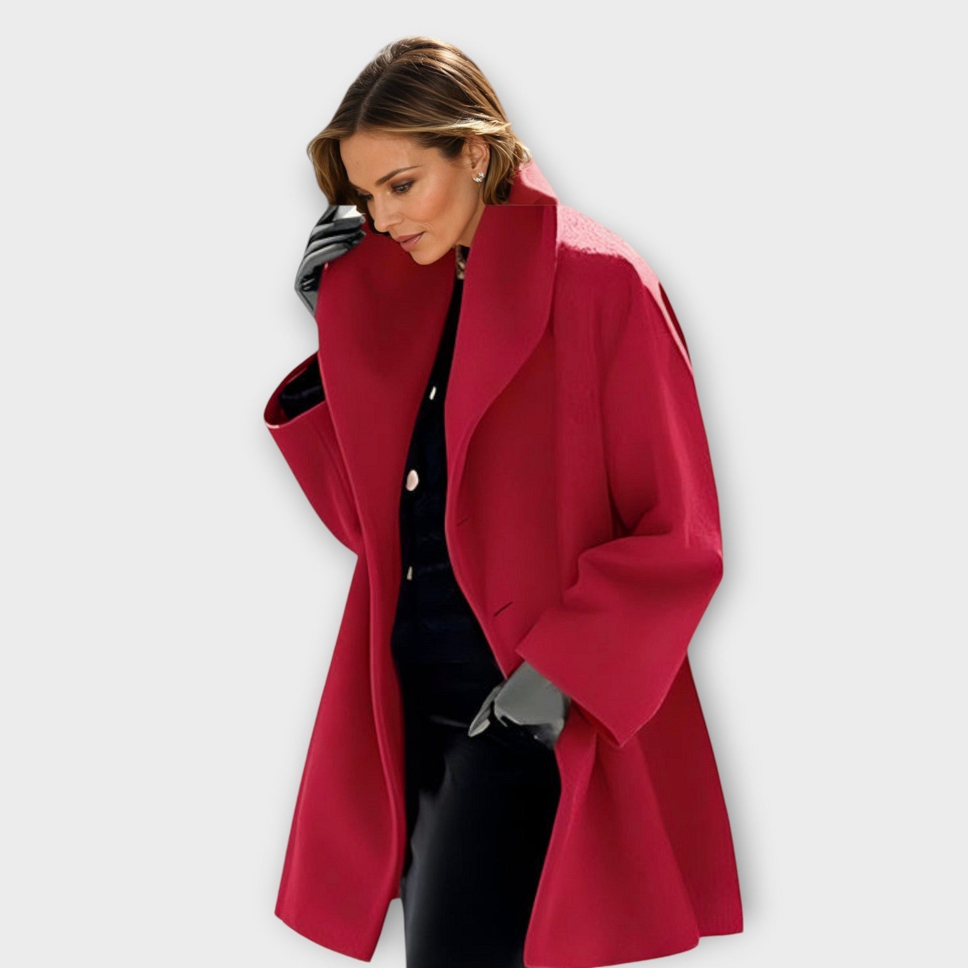Women's Coat | Wide Standing Collar, One-Button Front