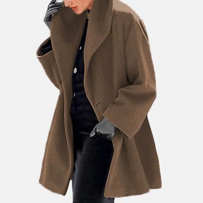 Women's Coat | Wide Standing Collar, One-Button Front