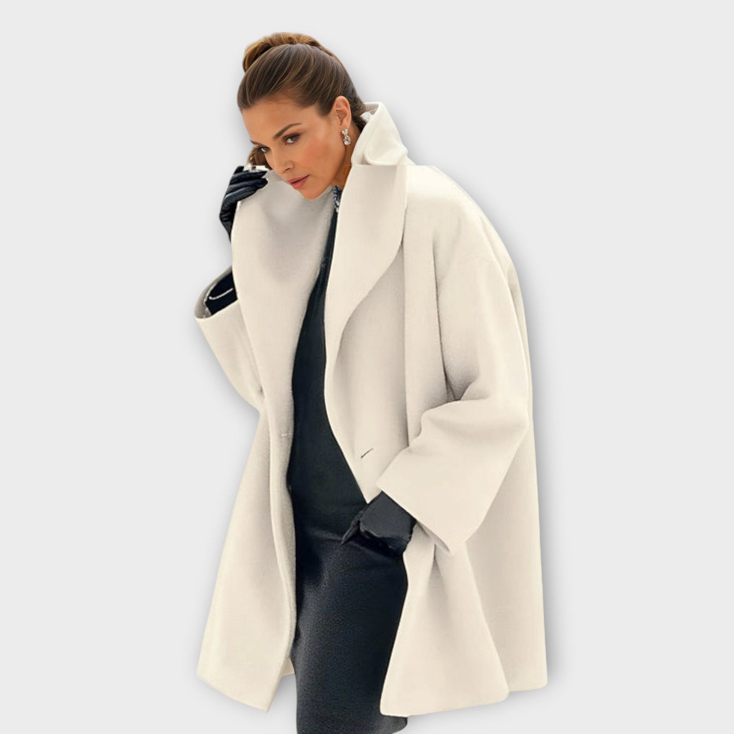 Women's Coat | Wide Standing Collar, One-Button Front