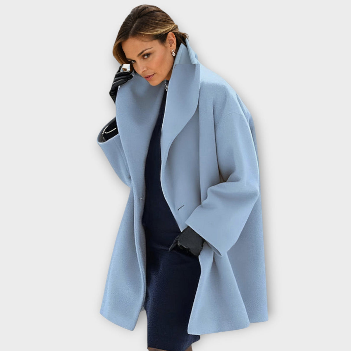 Women's Coat | Wide Standing Collar, One-Button Front