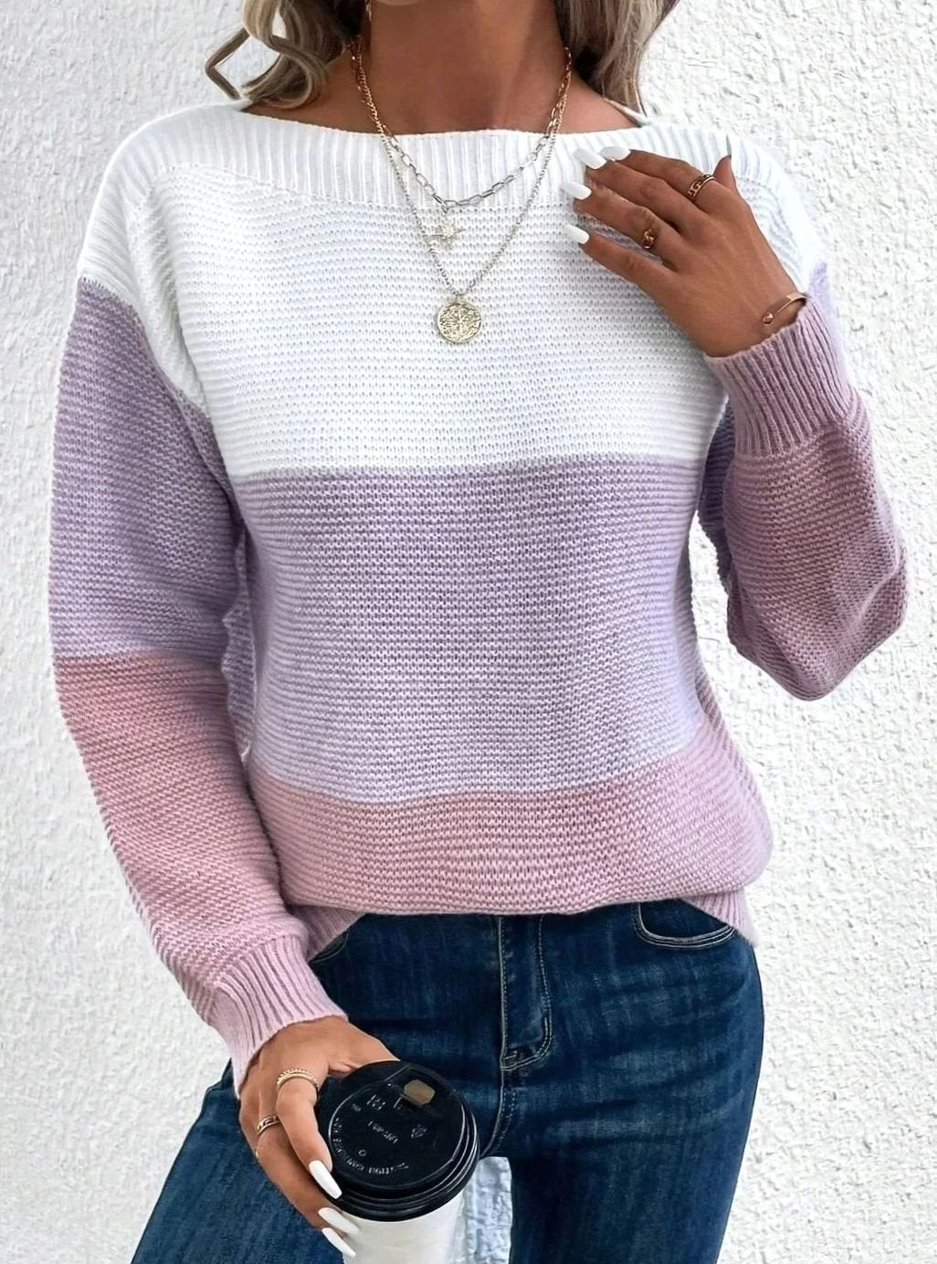 Jordan | Women's Relaxed-Fit Color-Block Cashmere Turtleneck Sweater