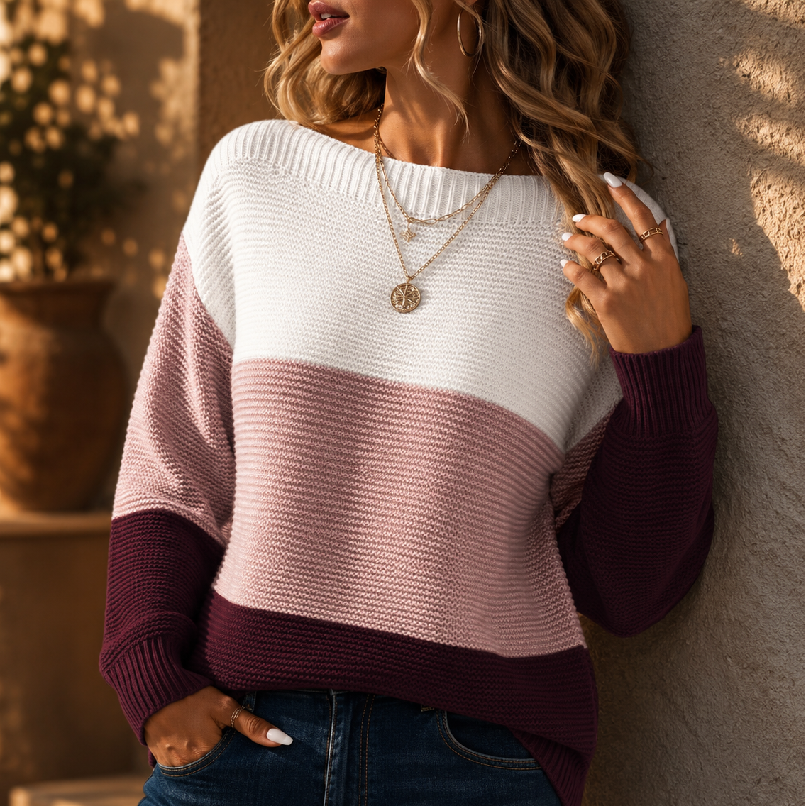 Women's Colorblock Knit Jumper | Relaxed Fit & Warm 23