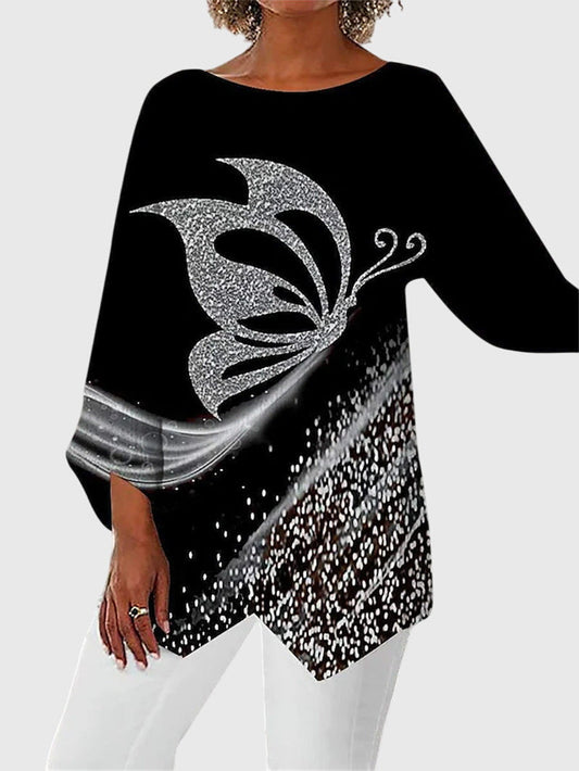 Women's Crew Neck Top | Chic Printed Design & All-Day Comfort