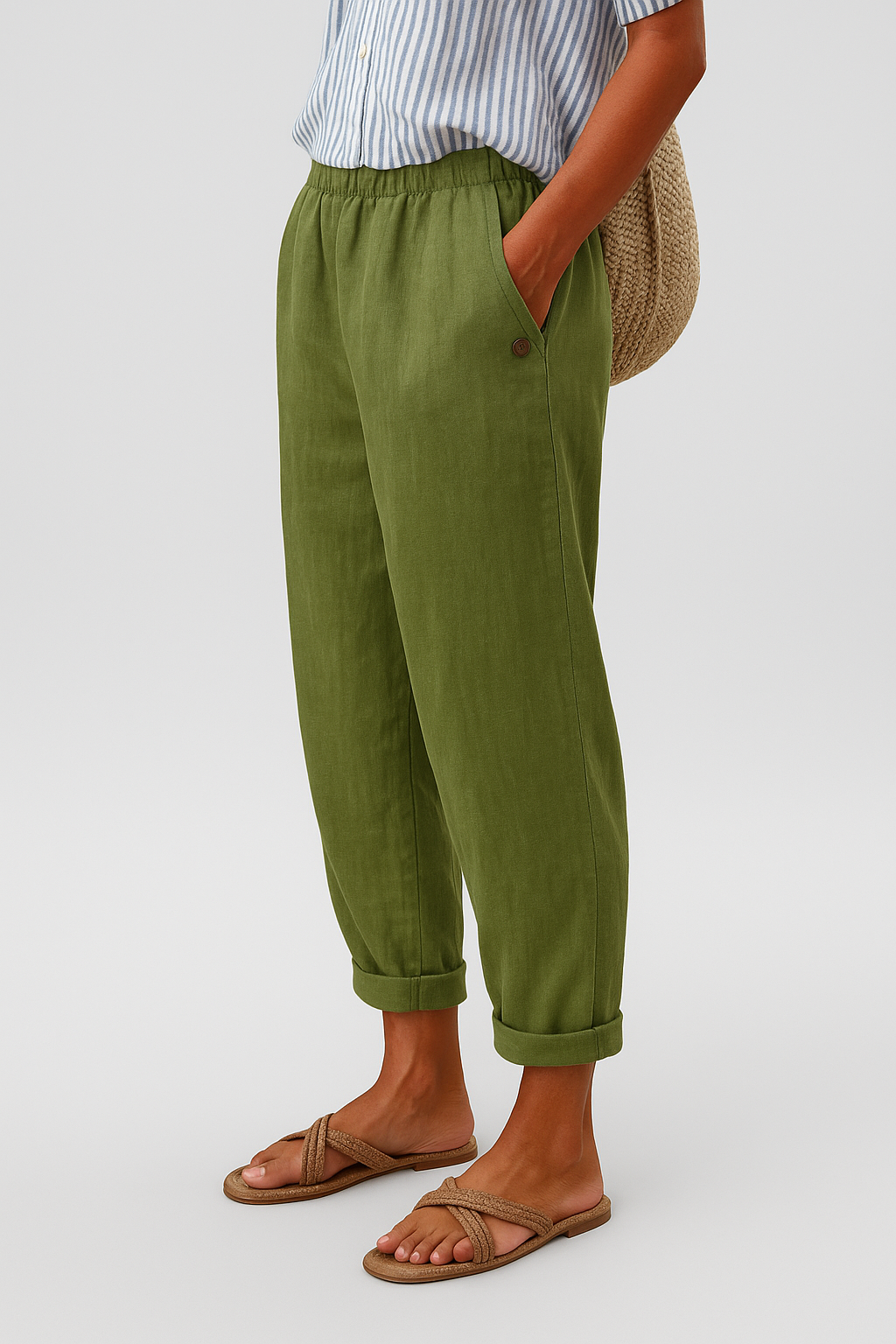 Women's Cropped Trousers | Straight Leg & Side Pockets