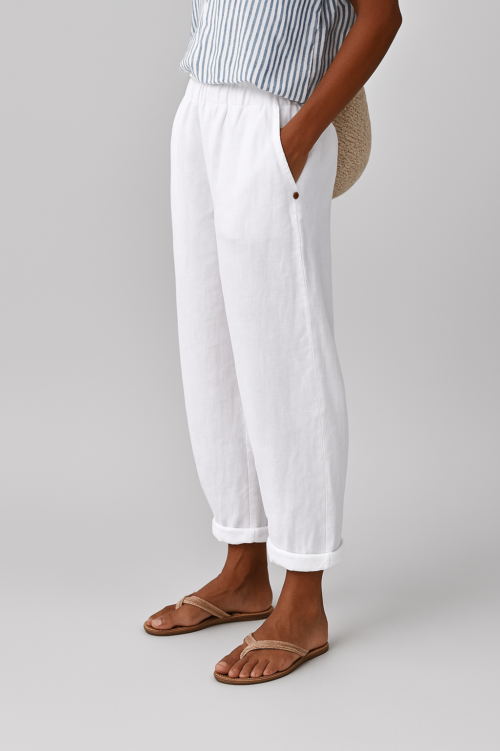 Women's Cropped Trousers | Straight Leg & Side Pockets