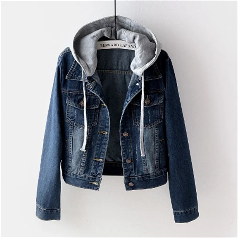 Women's Denim Jacket | Removable Hood, Frayed Cuffs