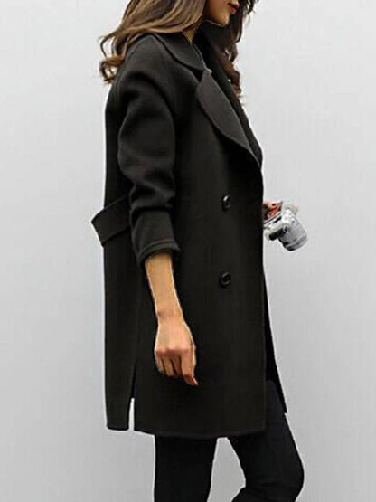 Women's Double Breasted Coat | Mid-Length & Notched Lapel