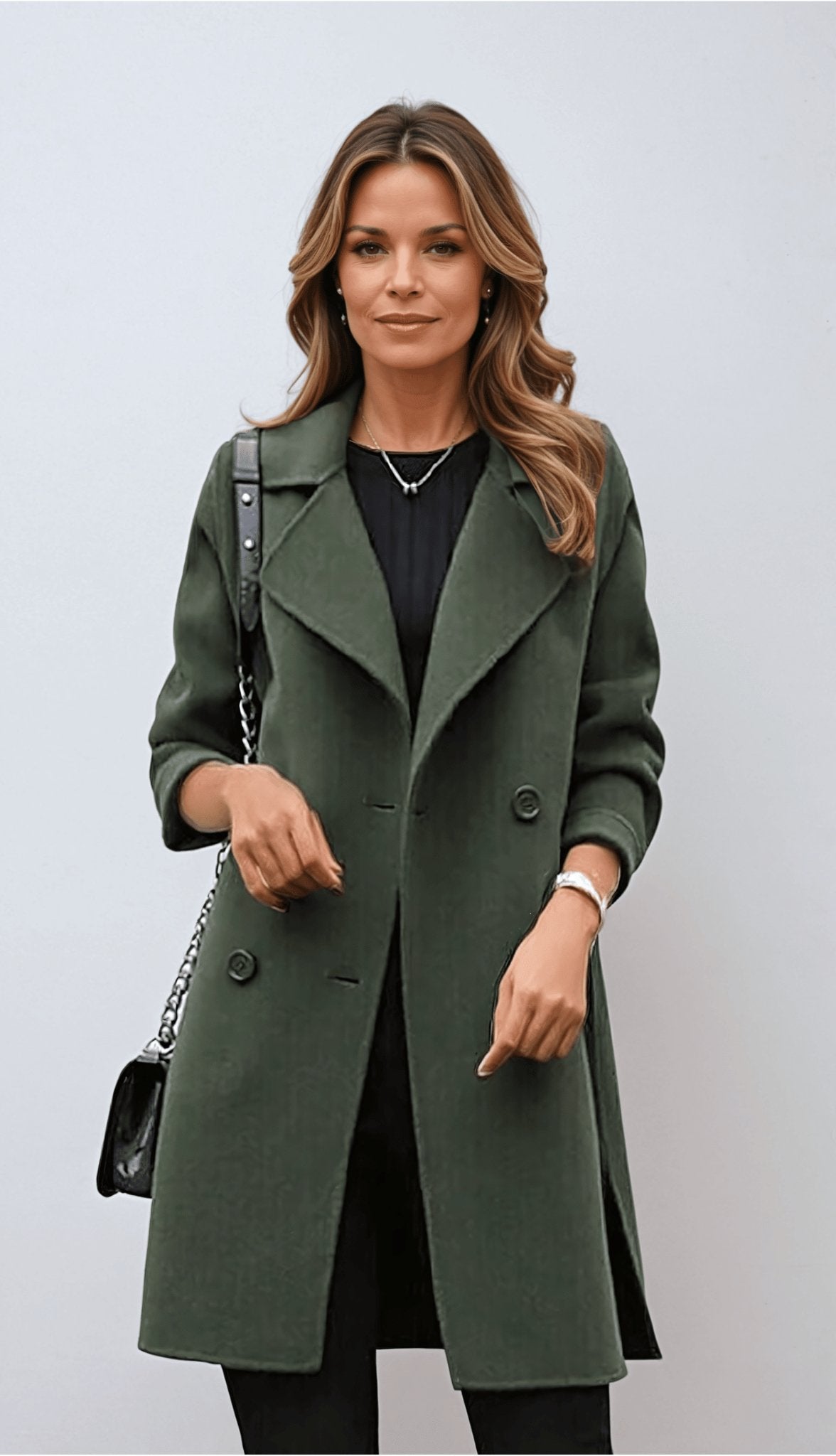 Women's Double Breasted Coat | Mid-Length & Notched Lapel