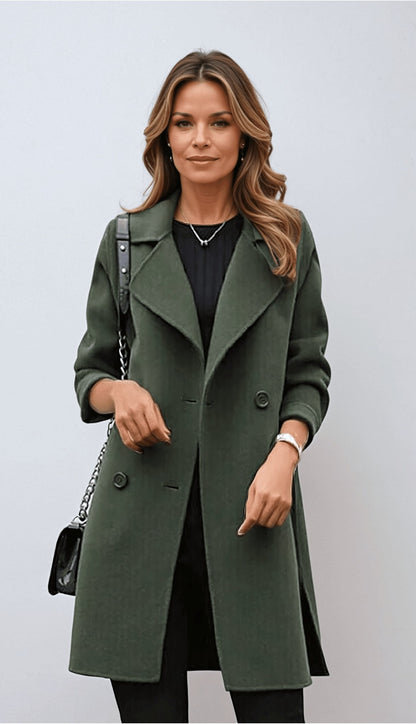 Women's Double Breasted Coat | Mid-Length & Notched Lapel