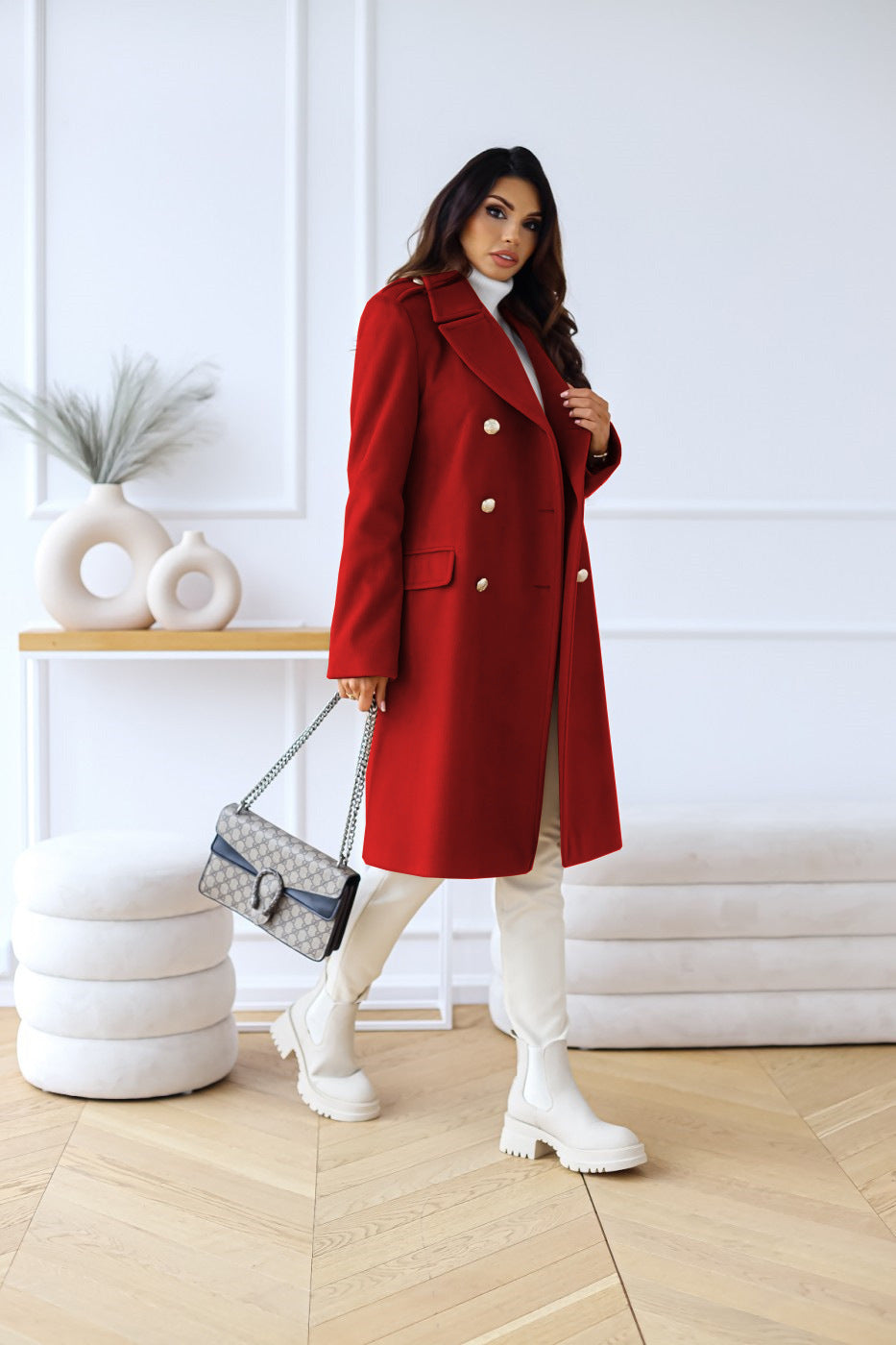 Women's Double-Breasted Coat | Tailored Fit & Long Length