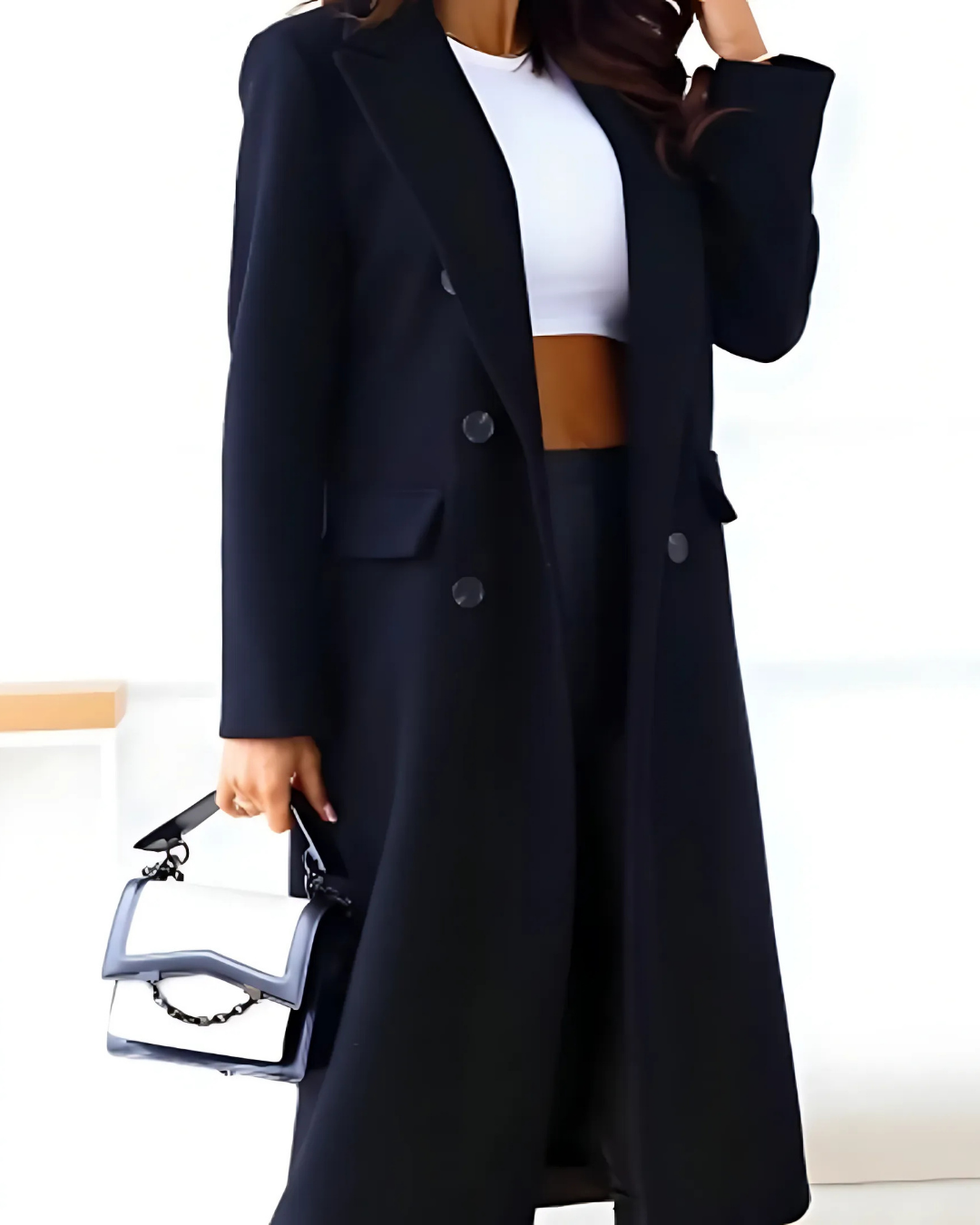 Women's Long Winter Jacket | Double-Breasted & Tailored Fit 2