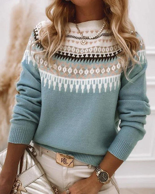 Women's Fair Isle Yoke Sweater | Crew Neck Knit
