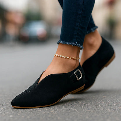 Women's Flat Loafers | Pointed Toe & Side Buckle 2