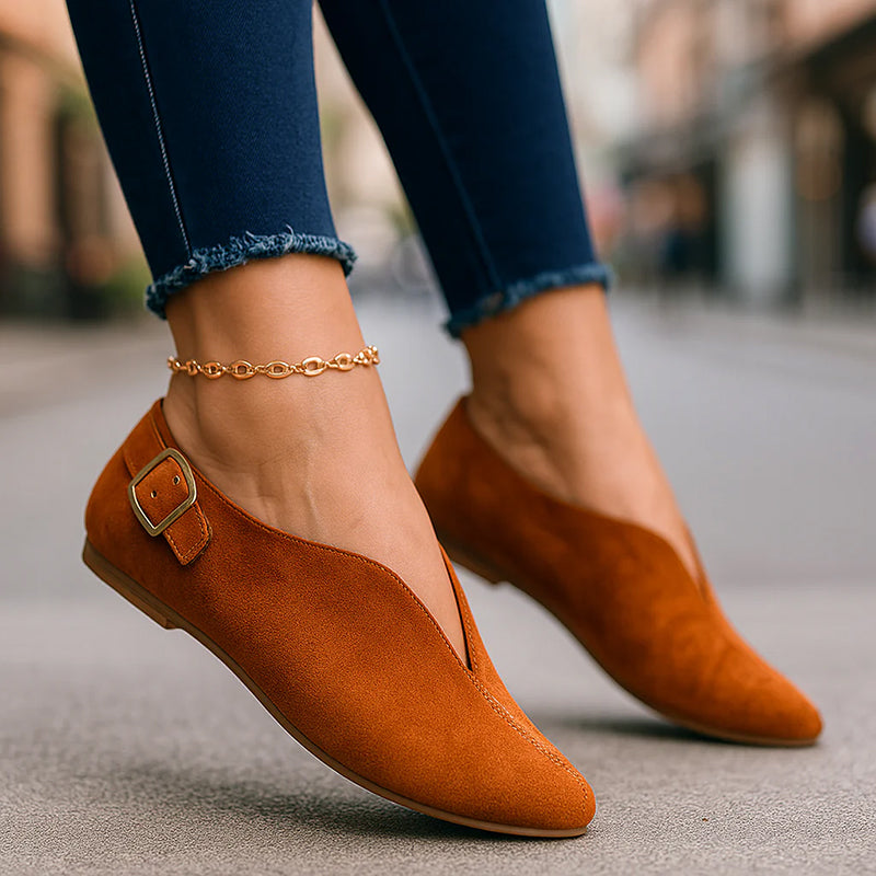 Women's Flat Loafers | Pointed Toe & Side Buckle 3