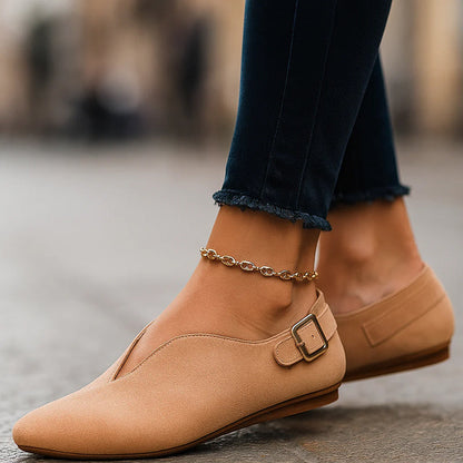 Women's Flat Loafers | Pointed Toe & Side Buckle 4