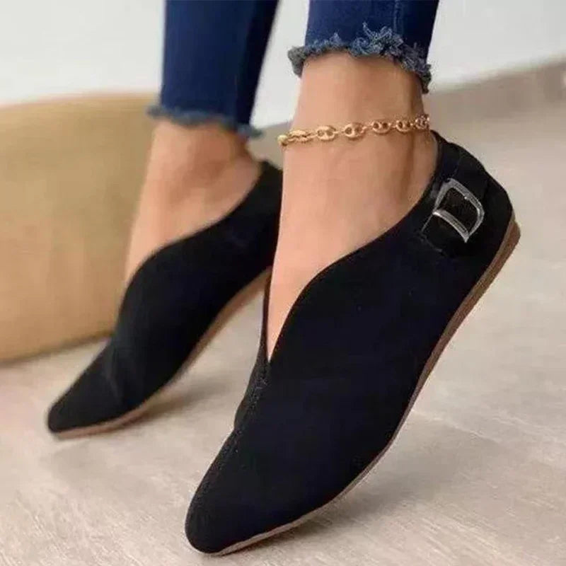 Women's Flat Loafers | Pointed Toe & Side Buckle 5