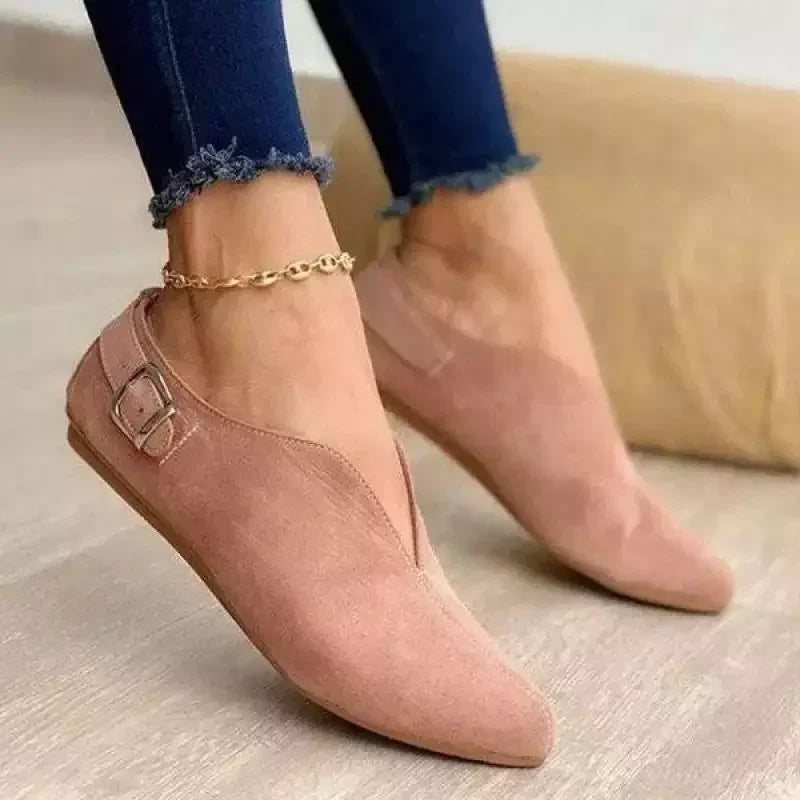 Women's Flat Loafers | Pointed Toe & Side Buckle 6