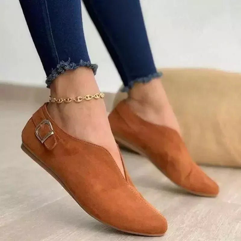 Women's Flat Loafers | Pointed Toe & Side Buckle 7