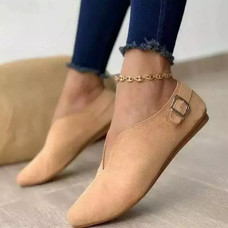 Women's Flat Loafers | Pointed Toe & Side Buckle 8