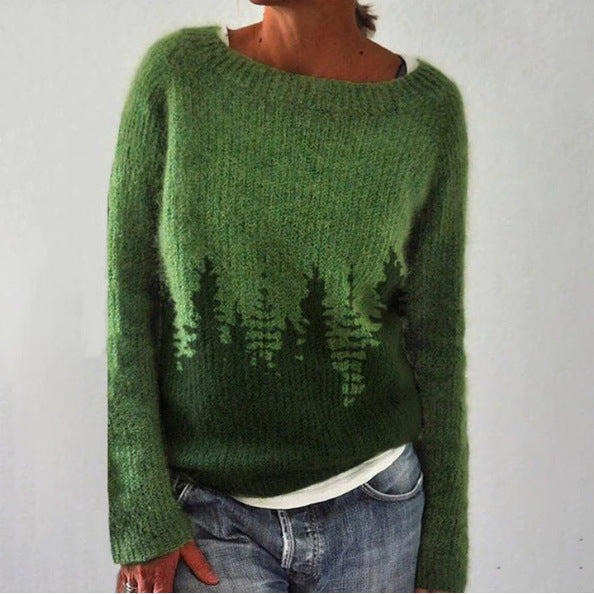 Women's Forest Print Jumper | Round Neck & Long Sleeves 3