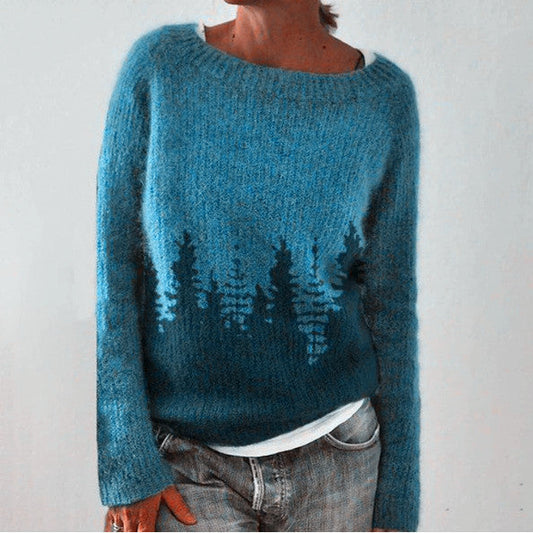 Women's Forest Print Jumper | Round Neck & Long Sleeves 1