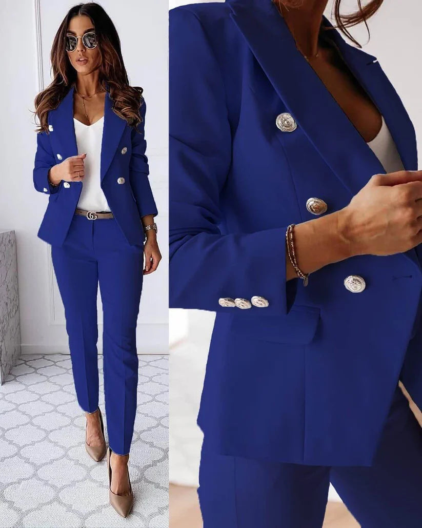 Women's Formal Suit | Double-Breasted, Engraved Buttons