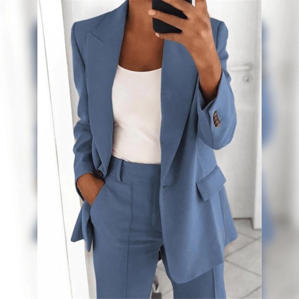 Women's Formal Suit | Open-Front Blazer, Straight Leg