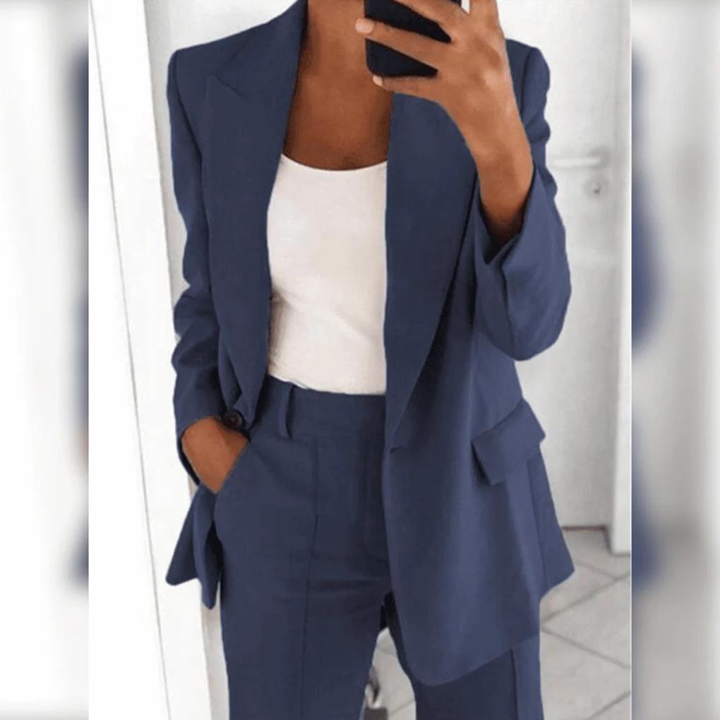 Women's Formal Suit | Open-Front Blazer, Straight Leg