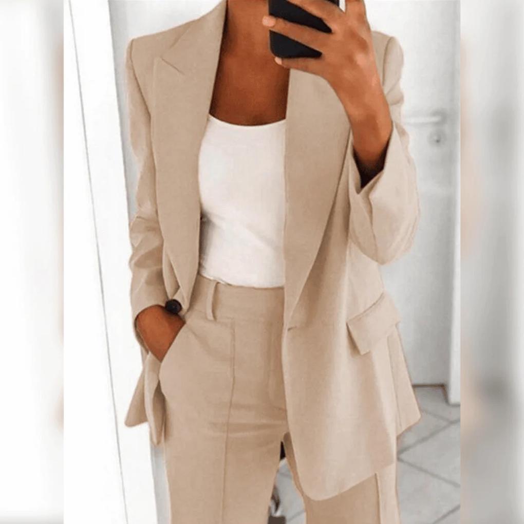 Women's Formal Suit | Open-Front Blazer, Straight Leg