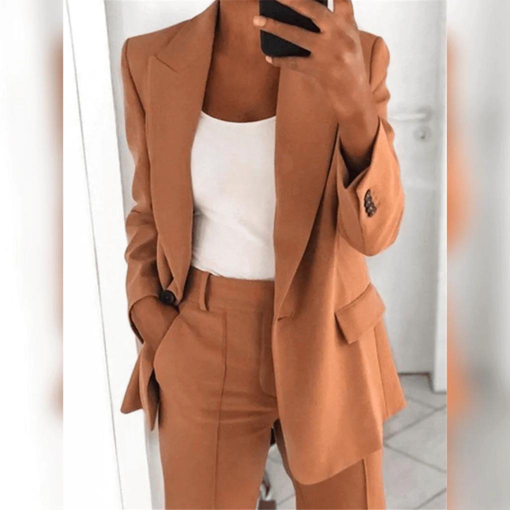Women's Formal Suit | Open-Front Blazer, Straight Leg